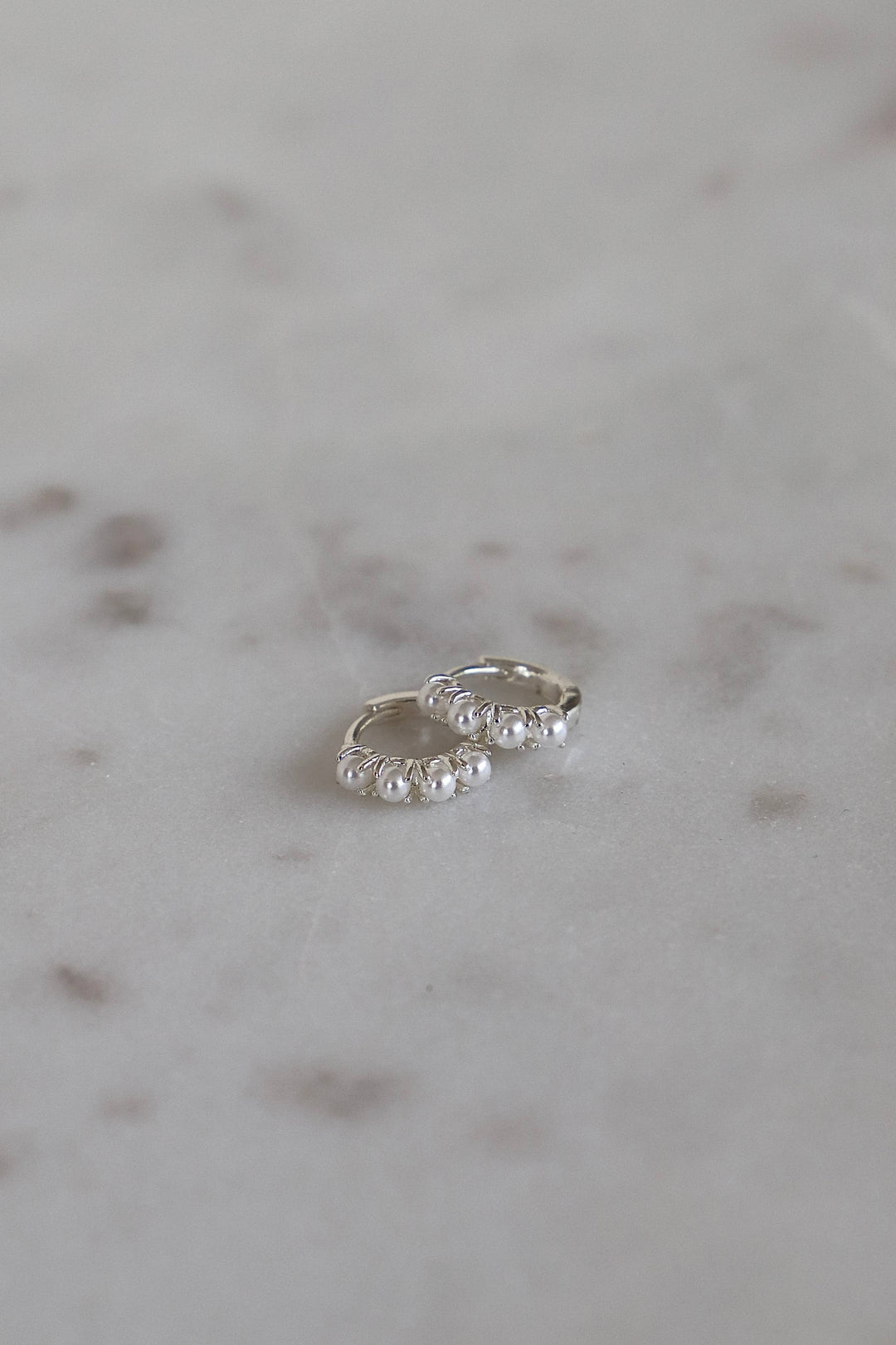 E1711S Silver Earrings-Mini Pearl Hoops