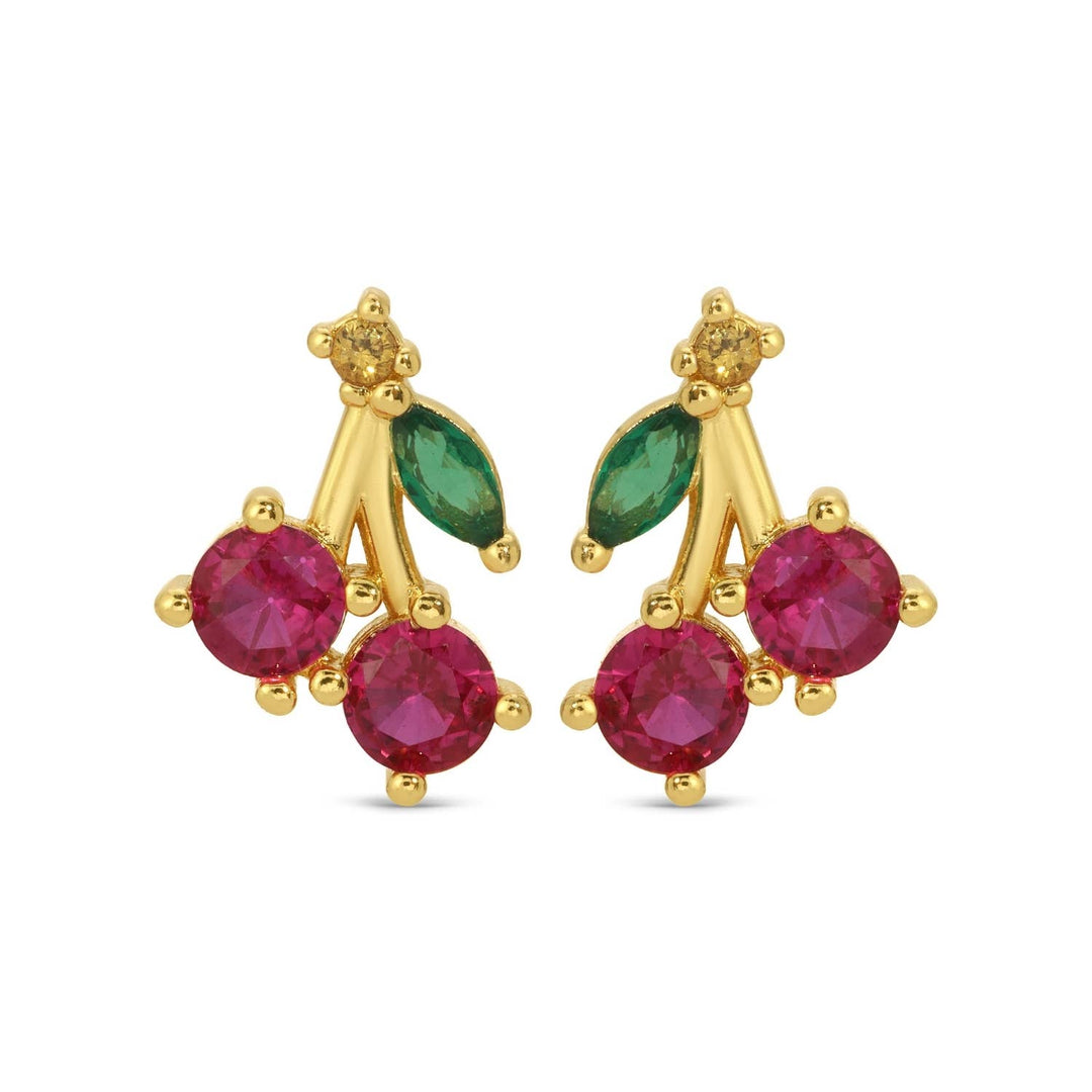 Velvet Gift Tag-Gold Cherry Studs