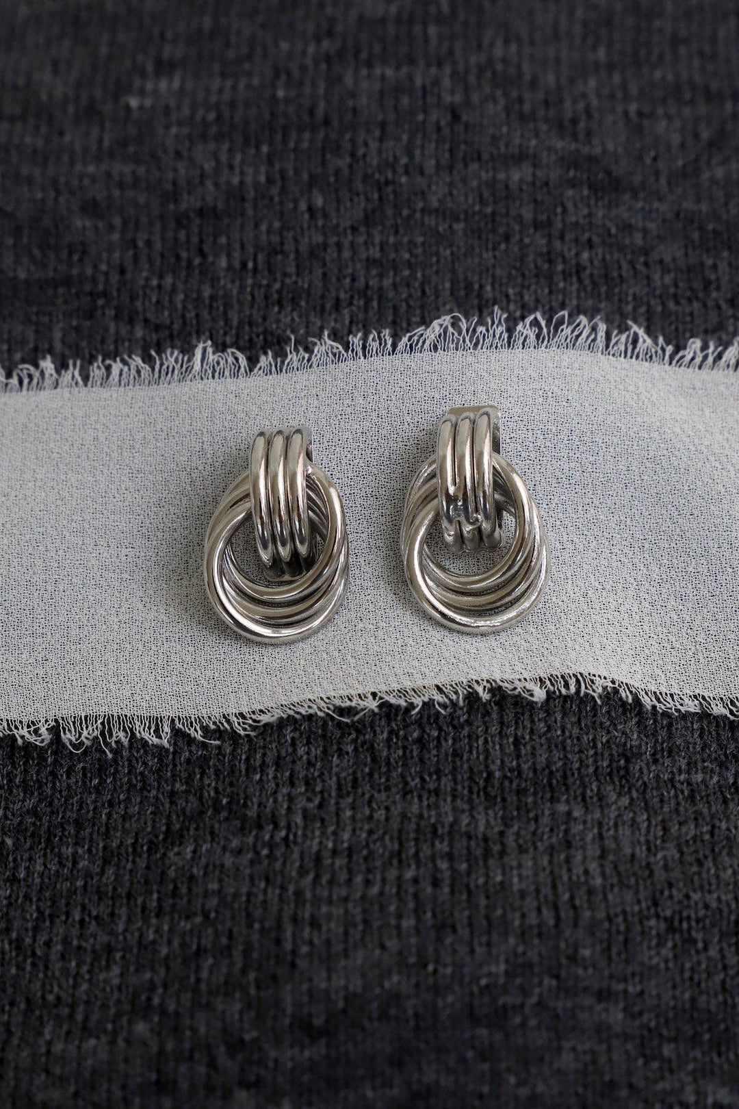 E1759S Earrings-Silver Trinity Knot Studs
