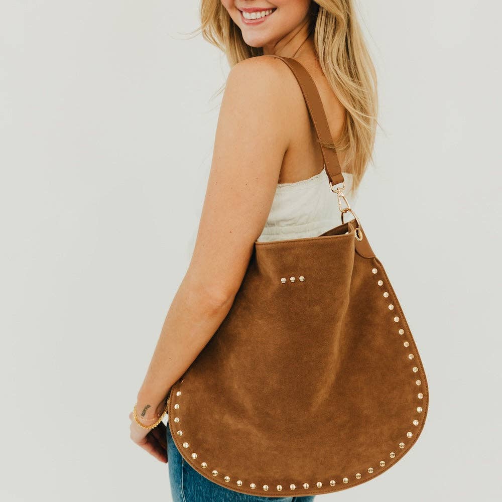 Hobo Bag-Rosalie Rivet Suede