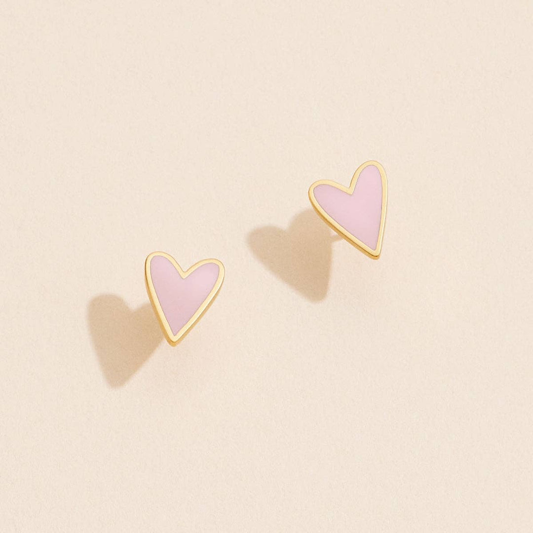 Enamel Heart 18K Gold Dip Stud Earrings