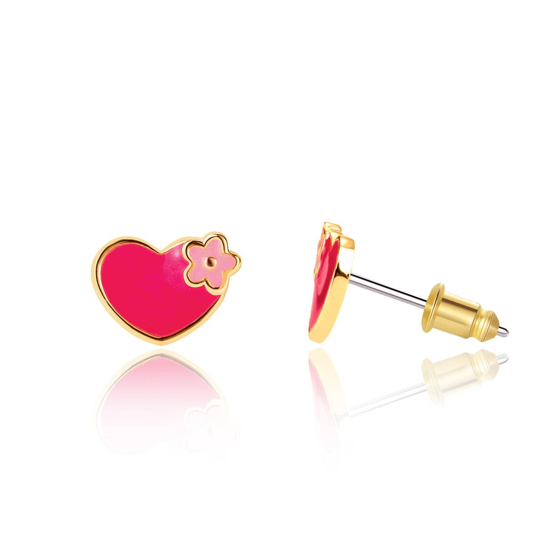 Stud Earrings-Hearts and Flowers