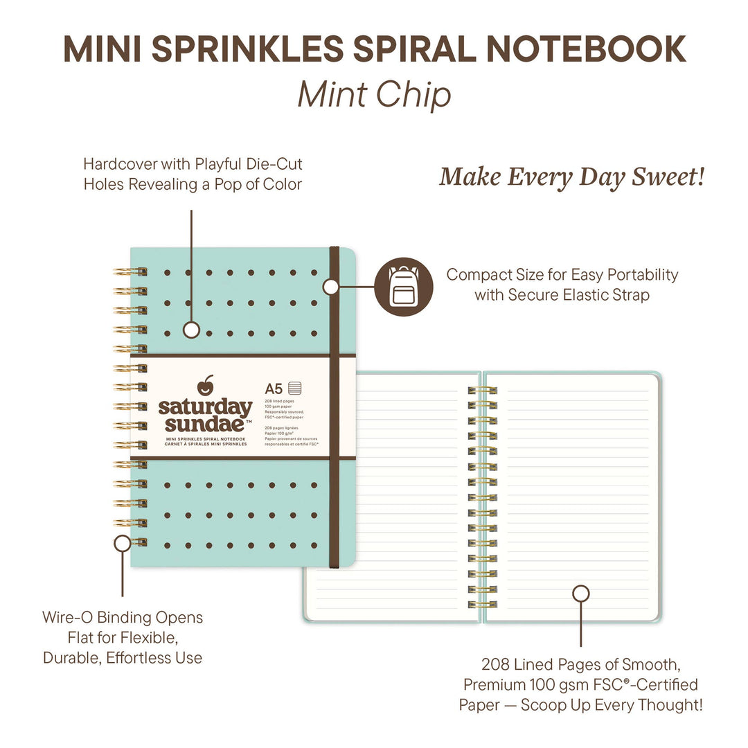 Spiral Notebook-Mint Chip A5 Mini Sprinkles