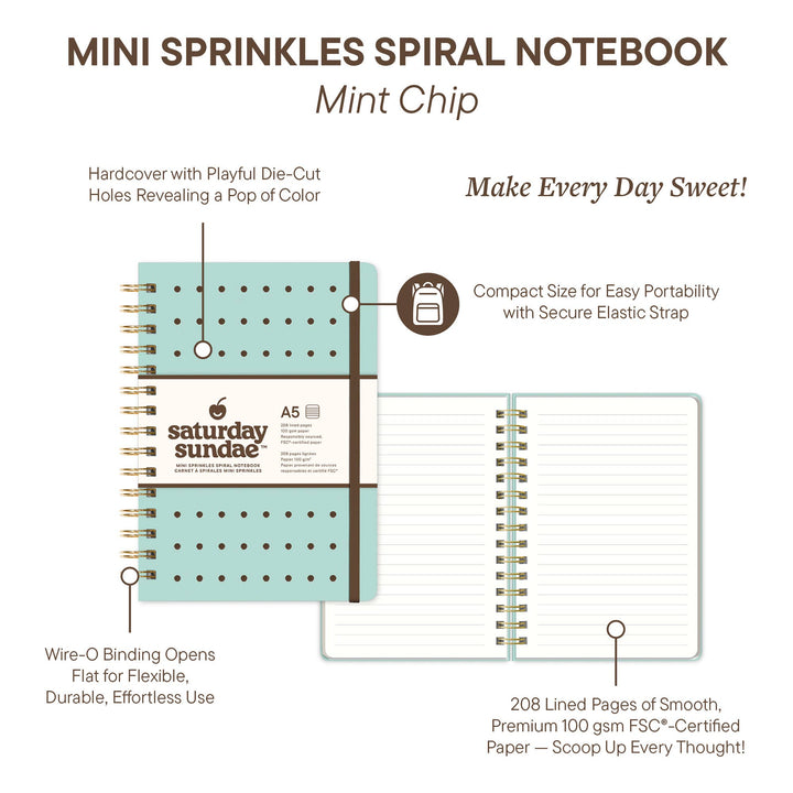 Spiral Notebook-Mint Chip A5 Mini Sprinkles