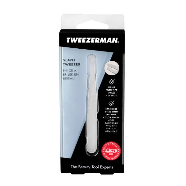 Retail-Slant Tweezer Platinum Silver