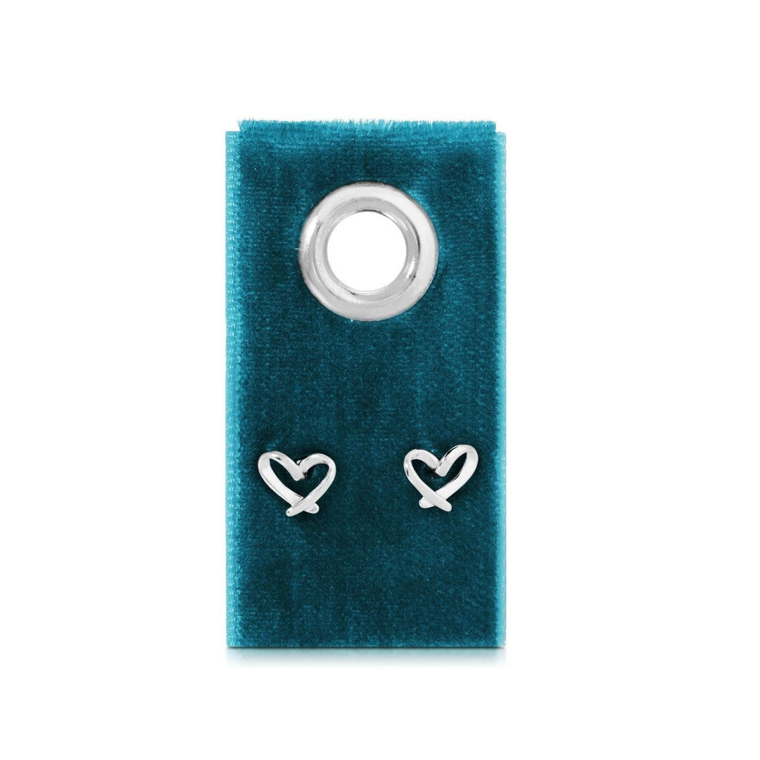 Velvet Gift Tag-Silver Free Form Heart Studs