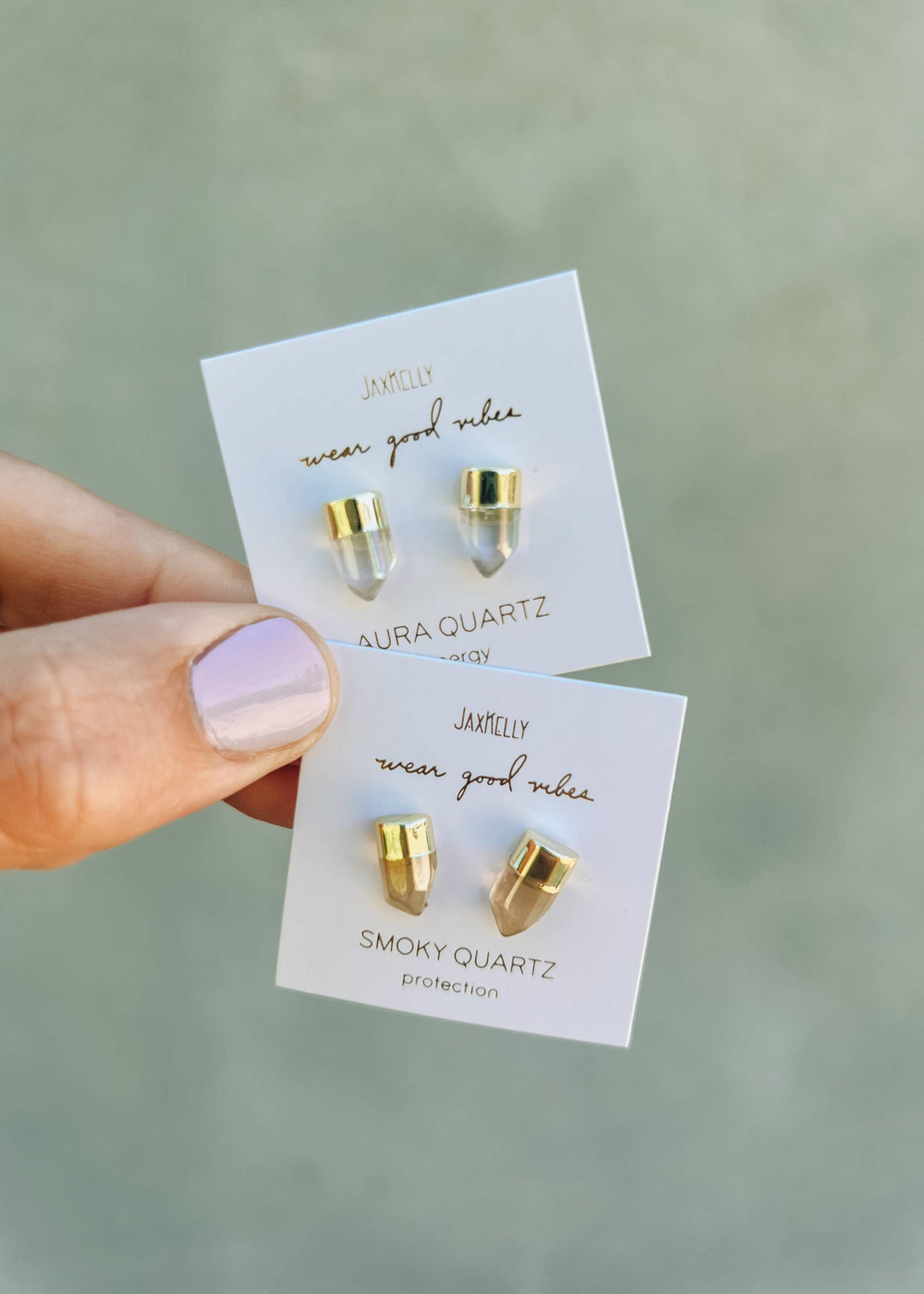 Earrings-Gold Dip Smoky Quartz Point