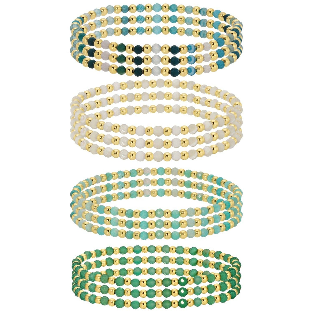 Beaded Bracelets w/ Alternating Stones-3mm Assorted
