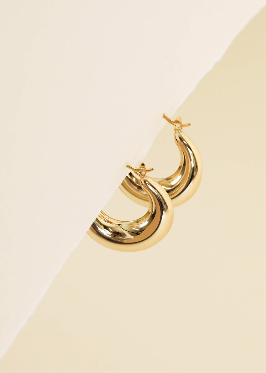 Earrings-Gold Wide Sculptural Hoop