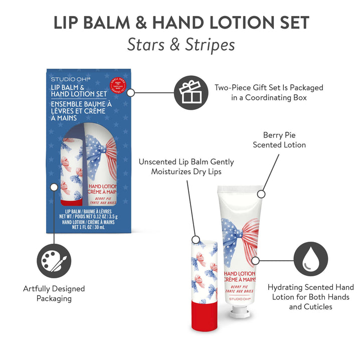 Lip Balm & Hand Lotion Set-Stars & Stripes