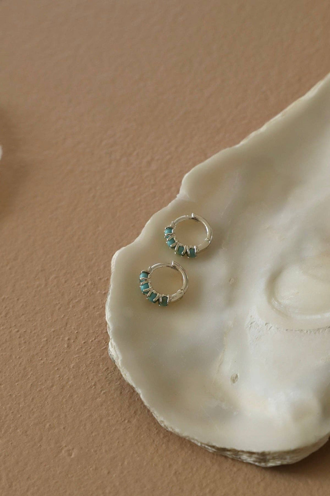 E1719S Earrings-Mini Turquoise Hoops