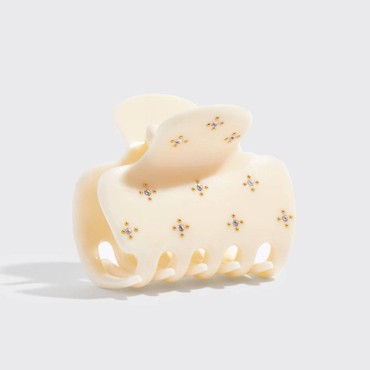 Recycled Plastic Rhinestone Medium Puffy Claw Clip-Ivory