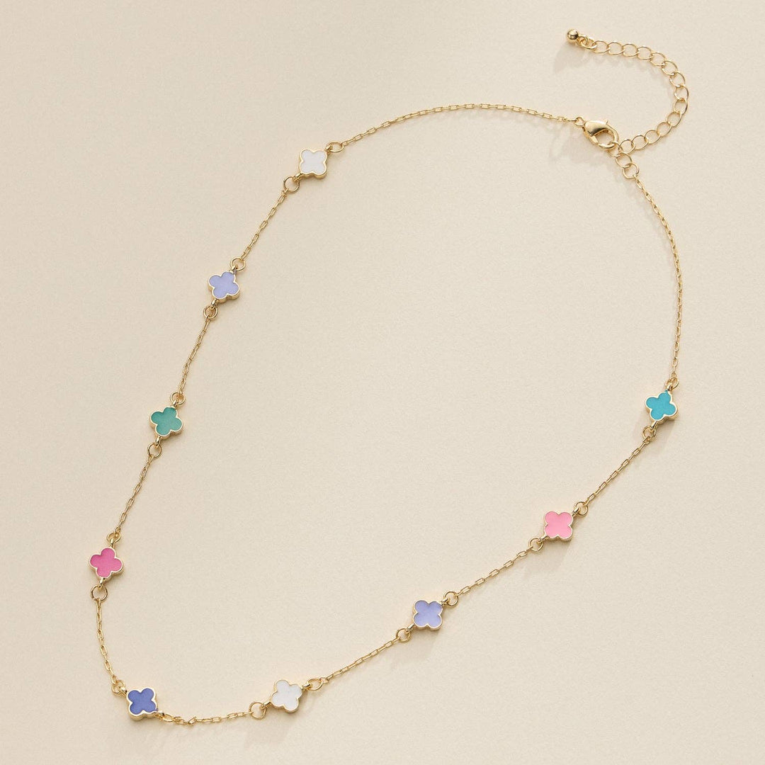 Necklace-Enamel Clover Station