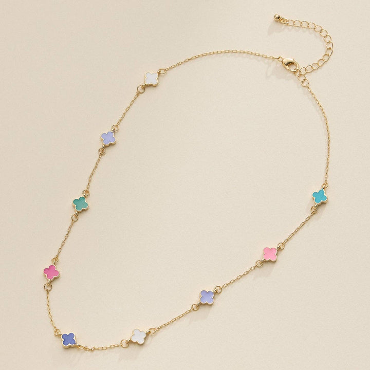 Necklace-Enamel Clover Station