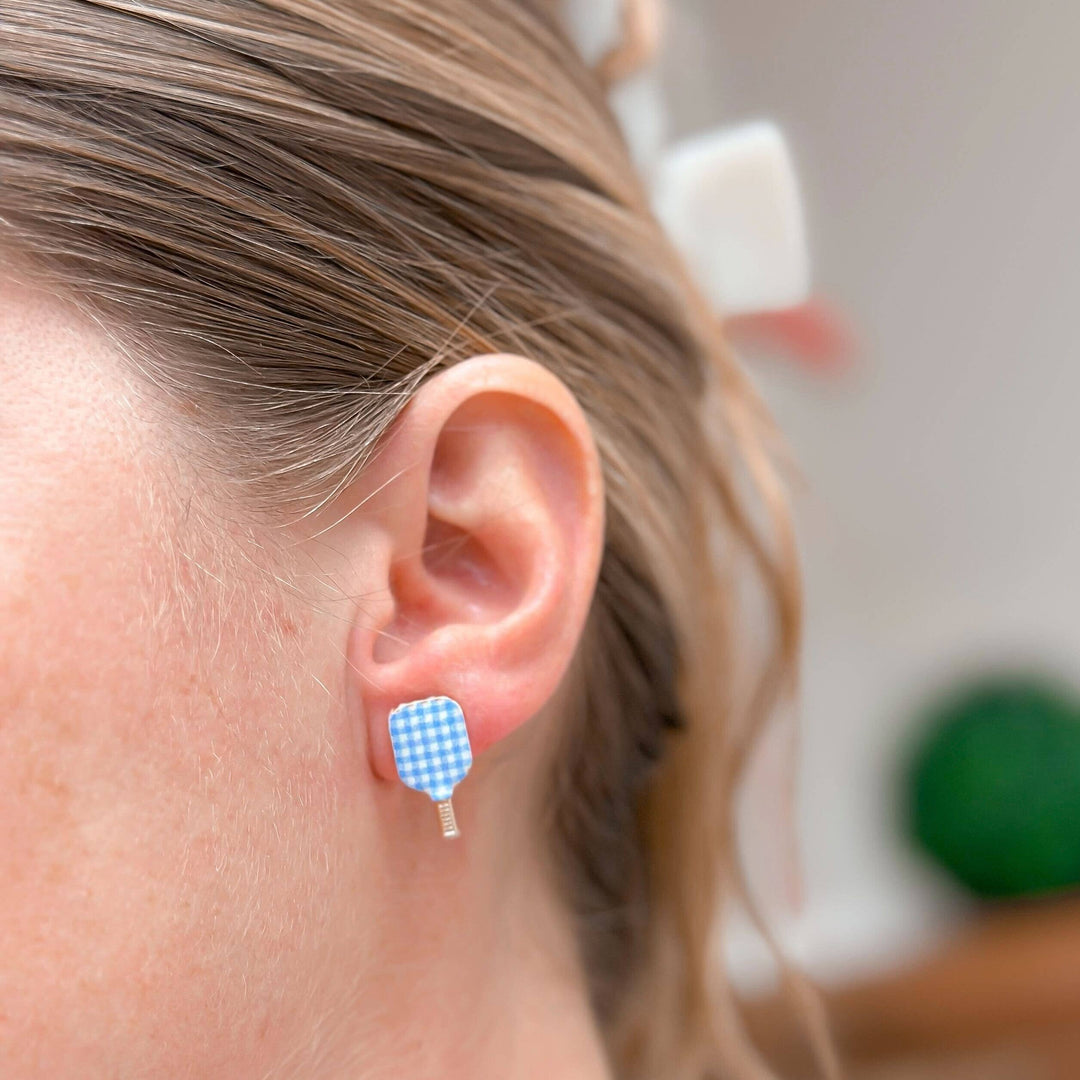 Enamel Stud Earrings-Pickleball