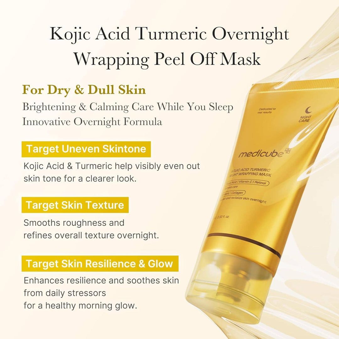 Medicube Wrapping Mask-Kojic Acid Turmeric Overnight Wrapping Peel Off Facial Mask 75ml