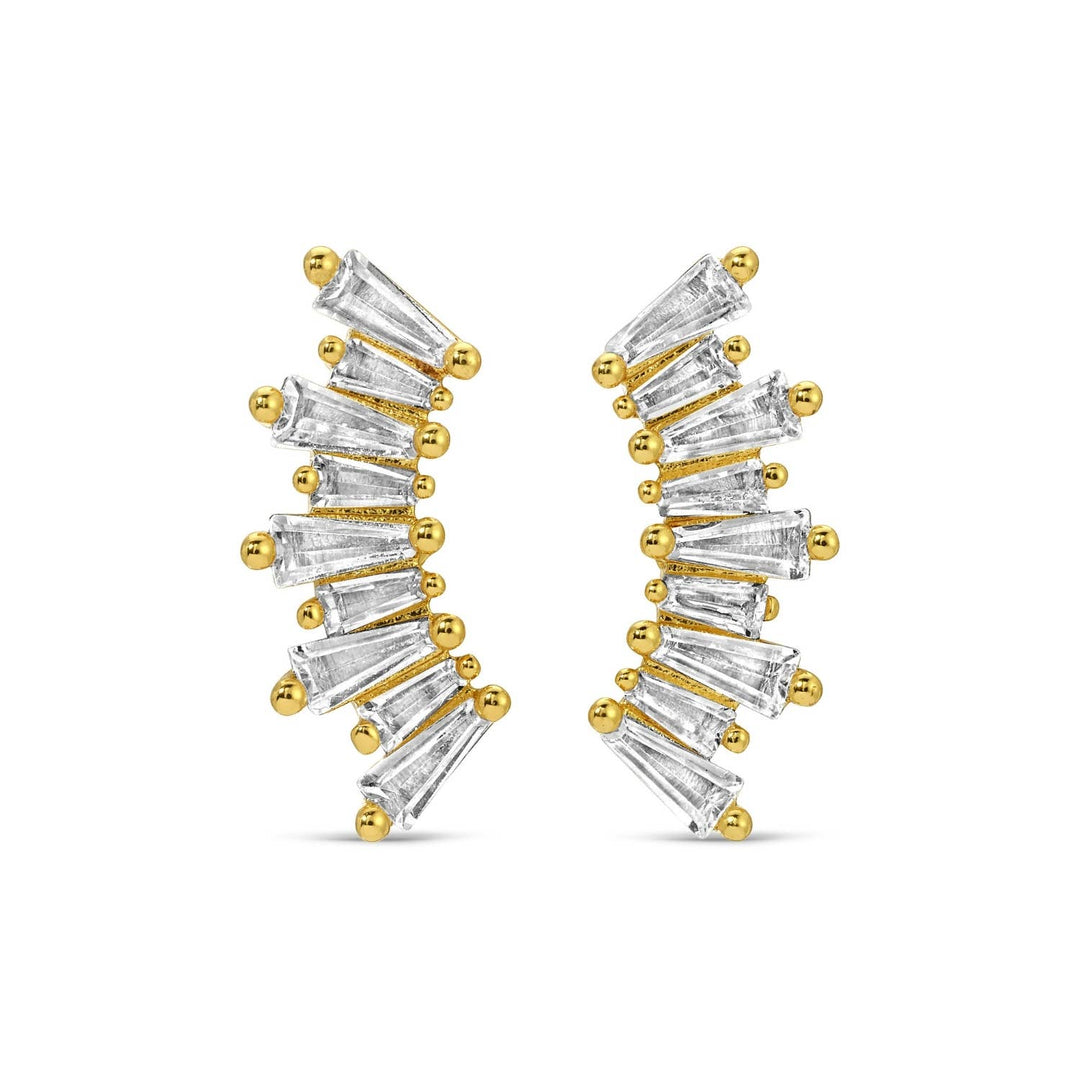 Velvet Gift Tag-Curved Baguette Studs