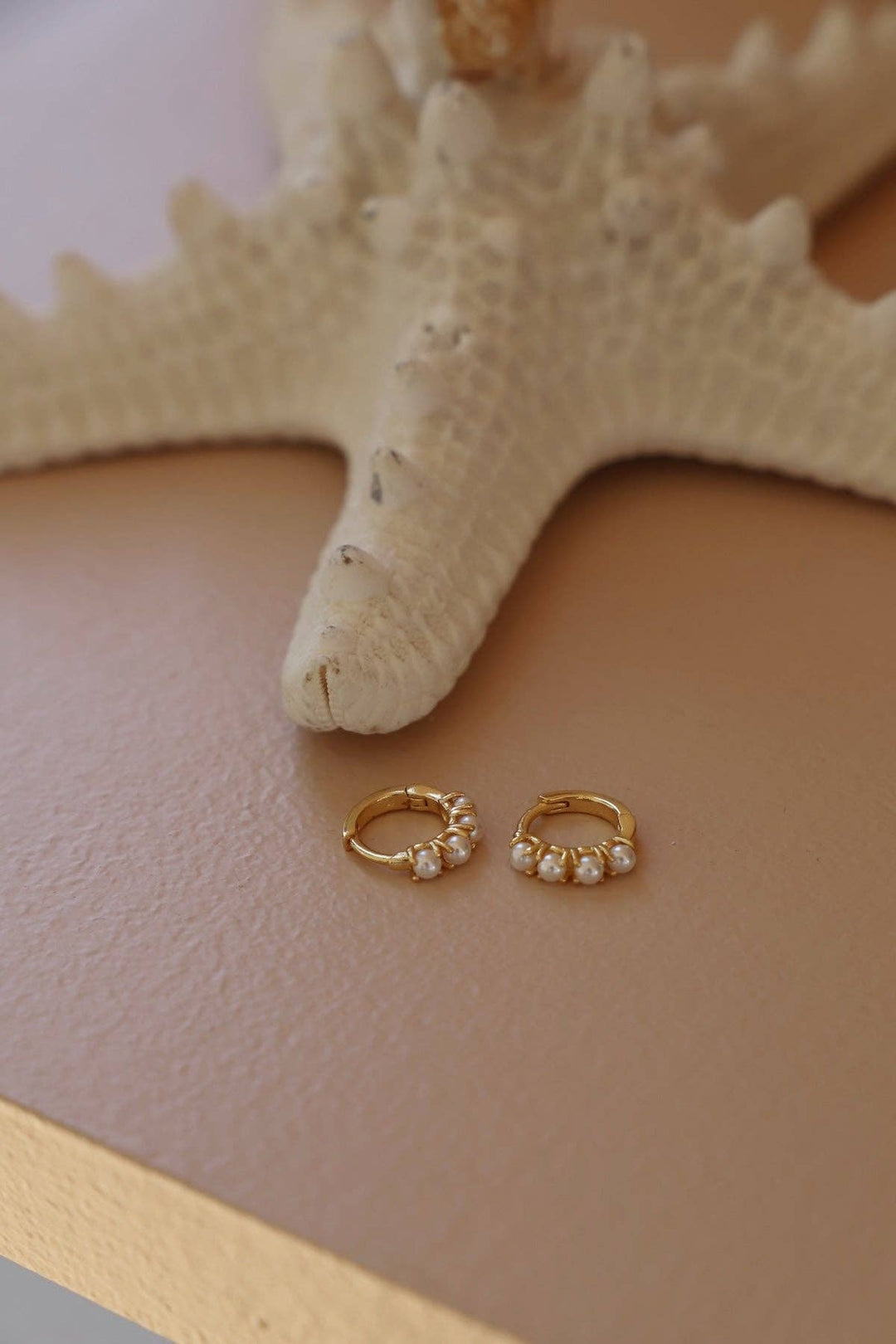 E1711G Gold Earrings-Mini Pearl Hoops