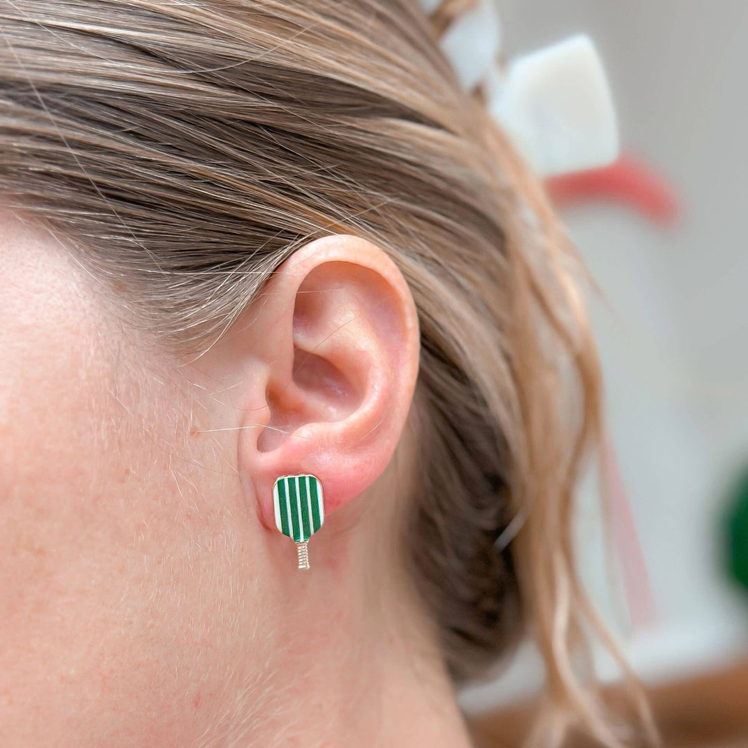 Enamel Stud Earrings-Pickleball