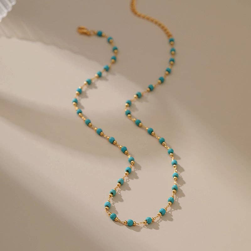 Simple Turquoise Beads Necklace KN0013