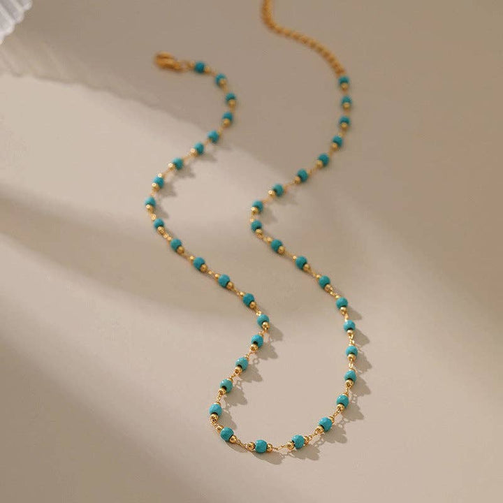 Simple Turquoise Beads Necklace KN0013