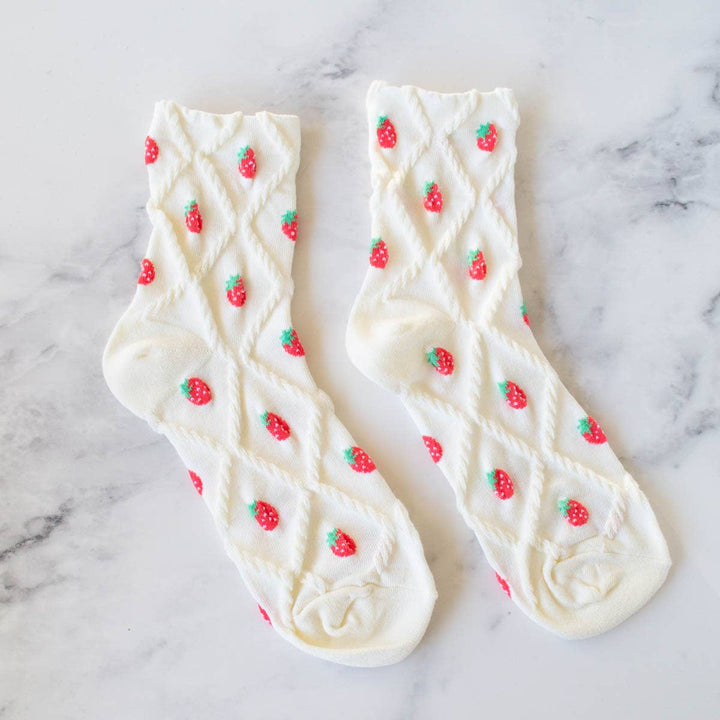 Casual Socks-Strawberry Diamond Shape