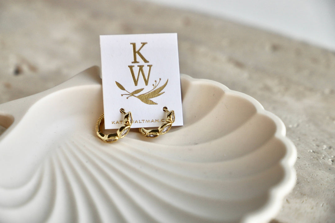E1650G Gold Earrings-Lace & Textured Hoops
