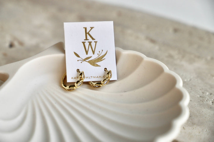 E1650G Gold Earrings-Lace & Textured Hoops