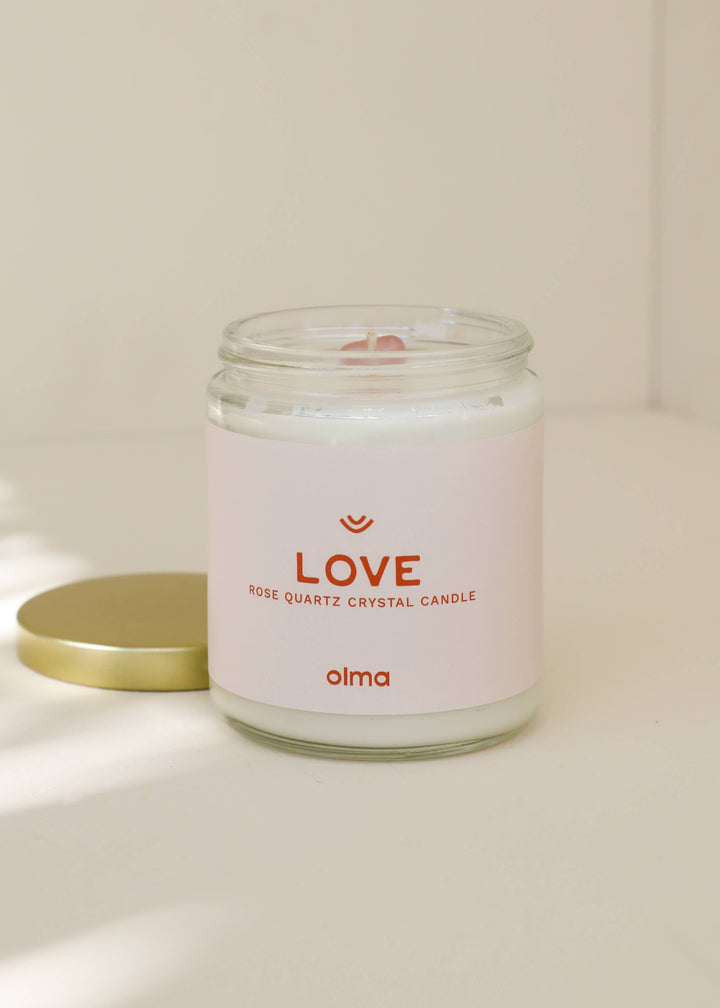 Candle 4oz-Love intention-Rose Quartz Crystal