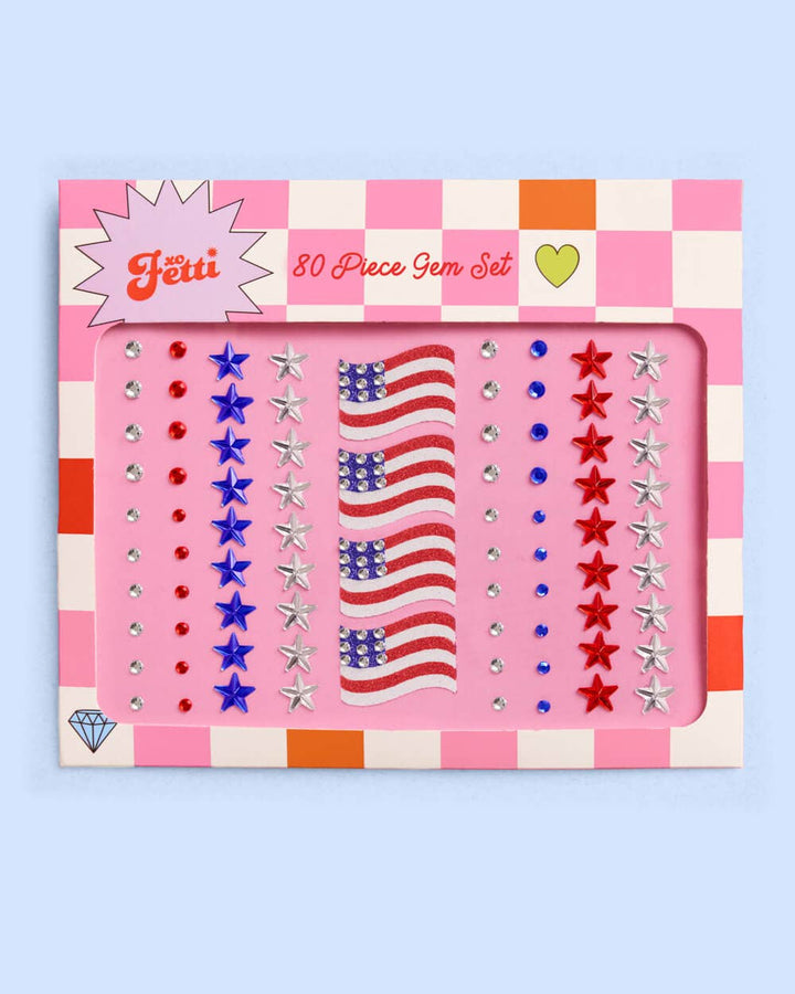 Face Gems-America | Patriotic Face Stickers, Red White Blue