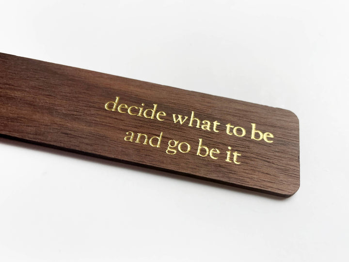 Custom Text Foil Embossed Wooden Bookmark: Gold / Evergreen