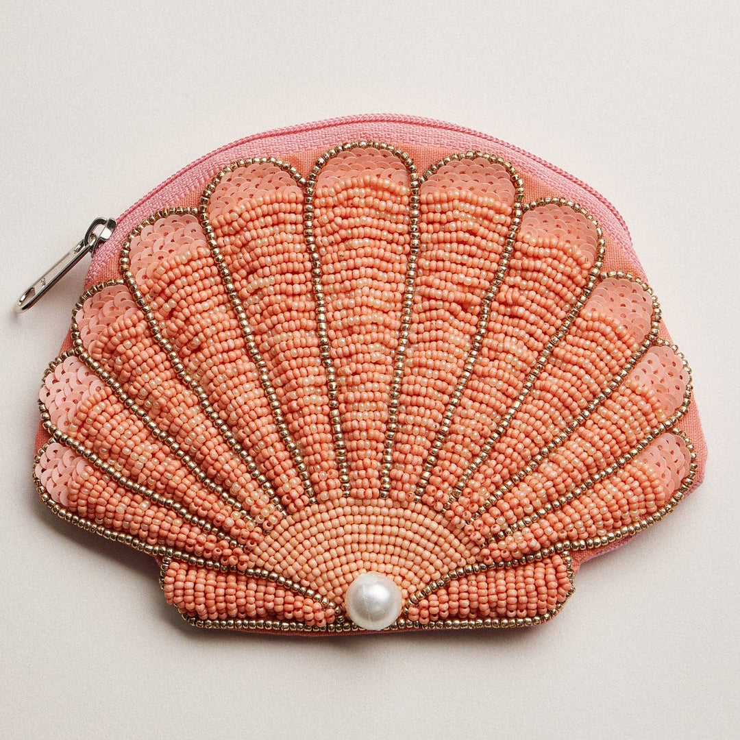 Beaded Coin Purse-Seashell with Pearl Accent