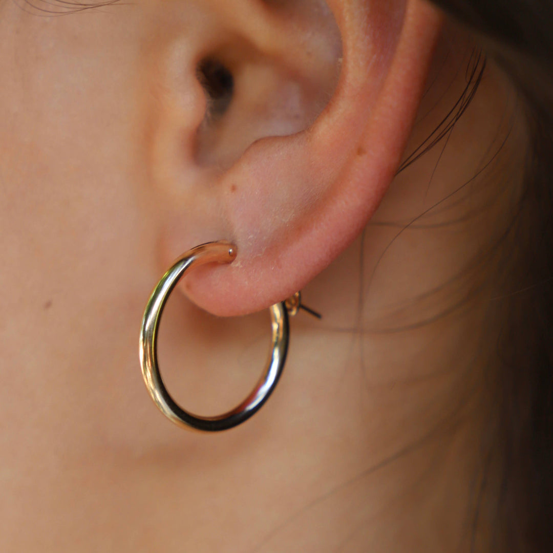 E1221G Gold Earrings-Gold Filled Hoops
