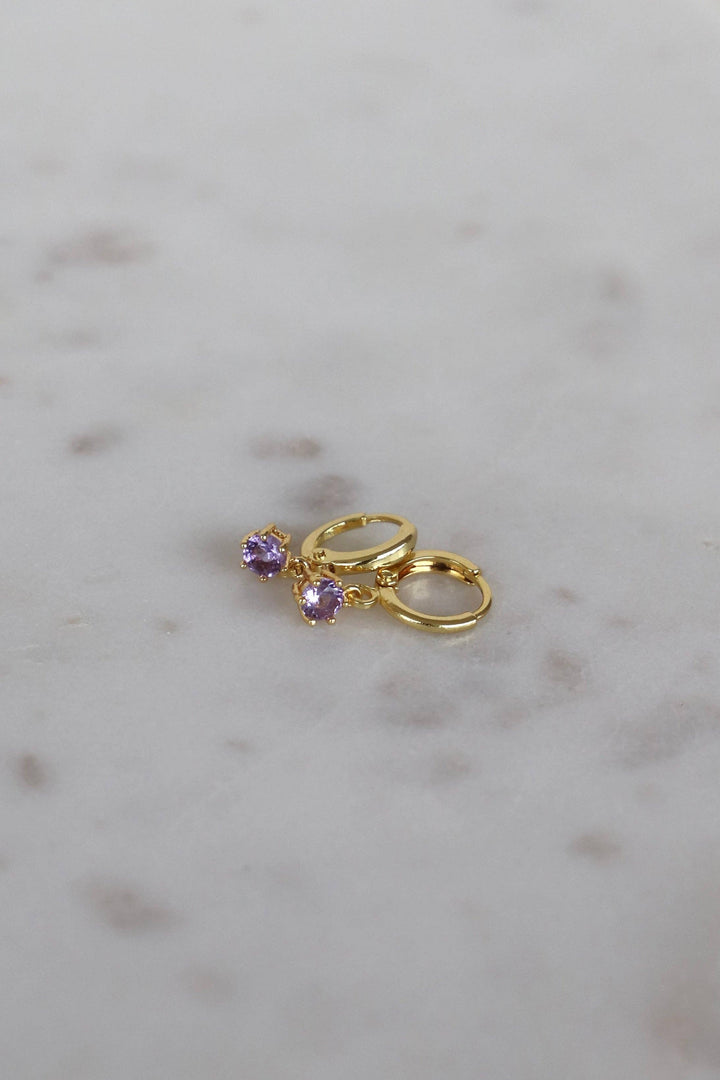 E1734G Earrings-Round Birthstone Huggies