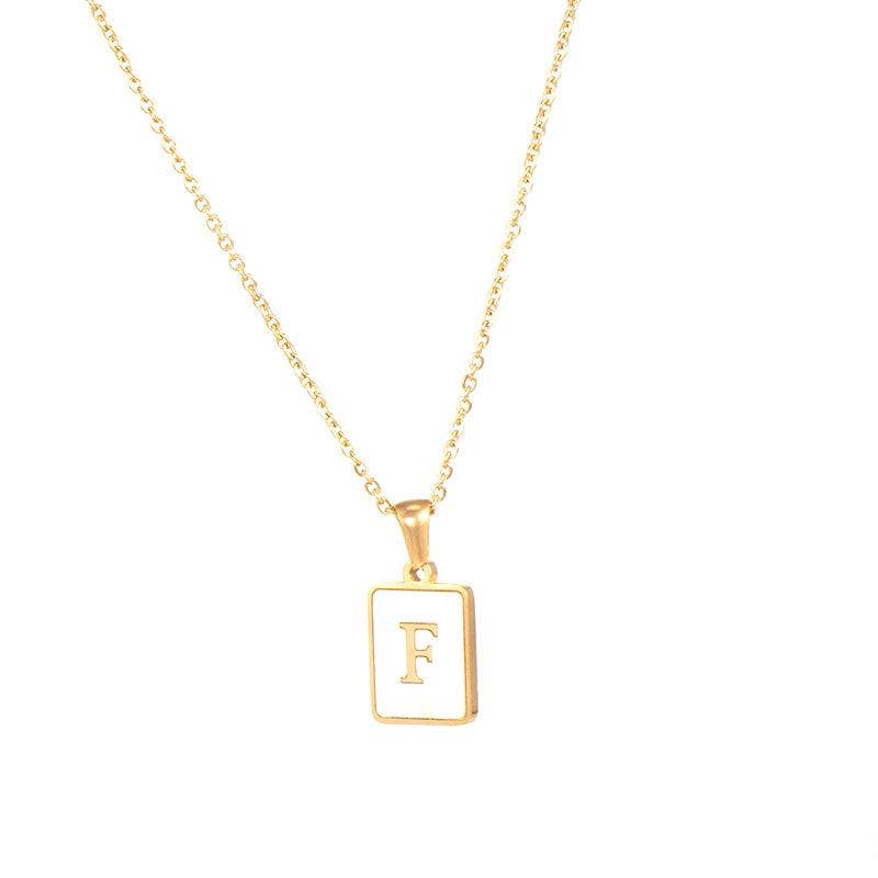 Square Initial 18K Gold-plated Shell Necklace