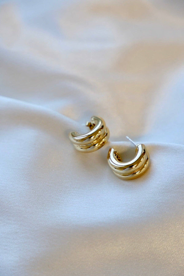 E1605G Gold The Nines Chunky Double Hoop