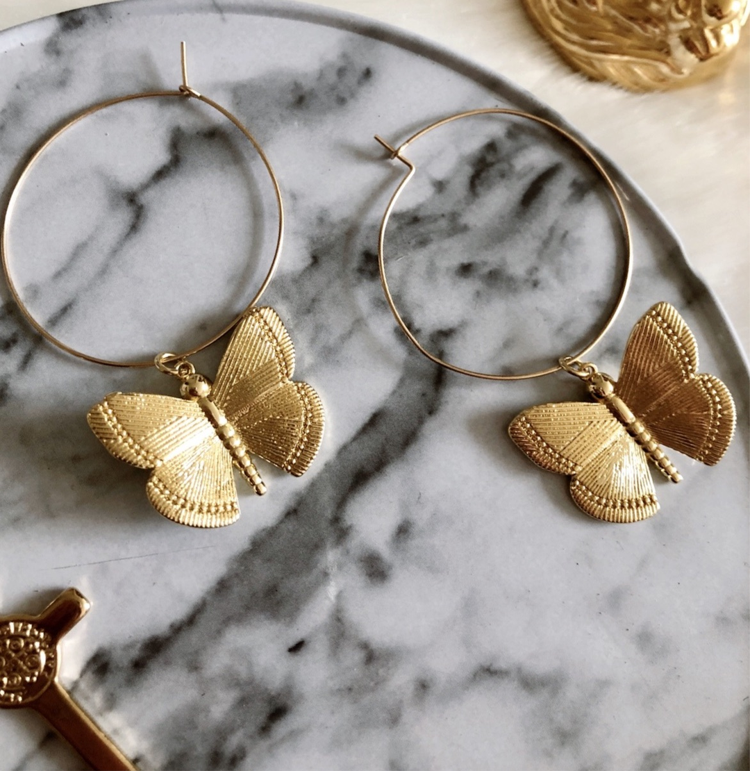 Earrings-Magnolia Butterfly Hoop