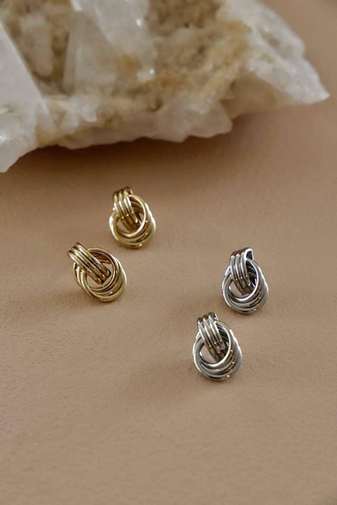 E1759S Earrings-Silver Trinity Knot Studs