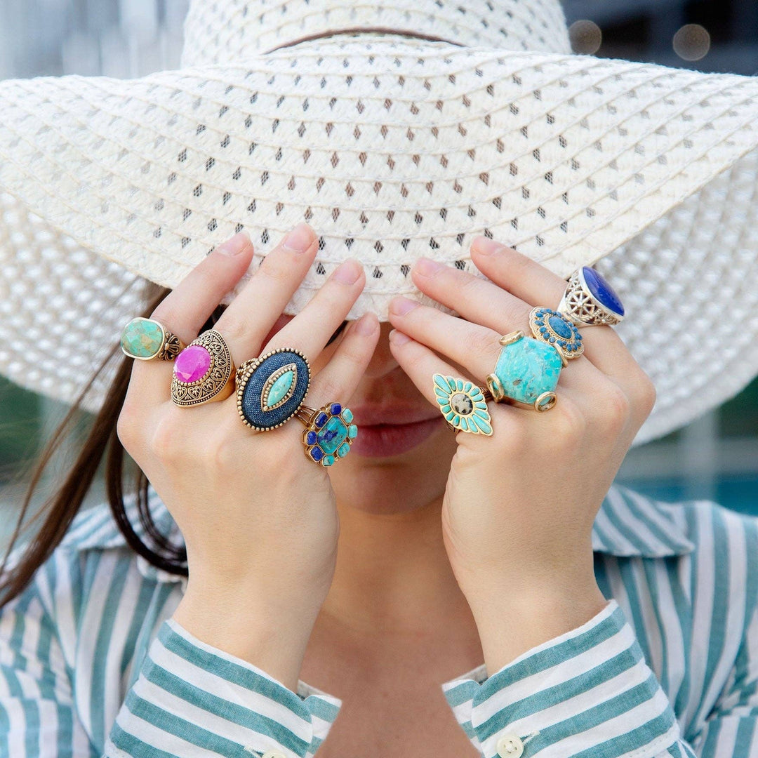 Ring-Concho Denim Blue Lapis Golden