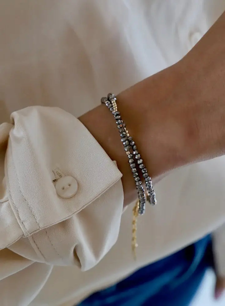B1013MET Bracelet-Metallic Petite Crystal Double Wrap