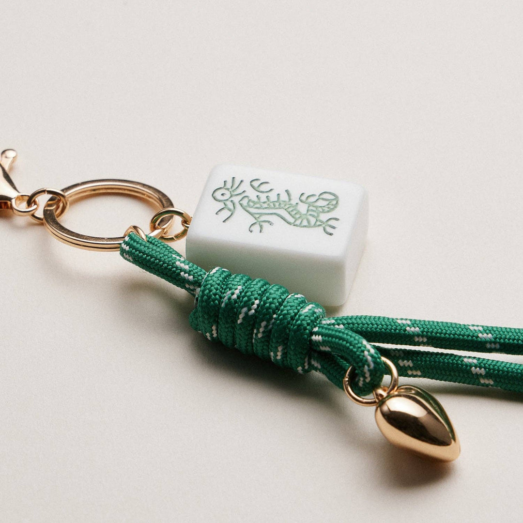 Mahjong Keychain | Heart Charm & Rope