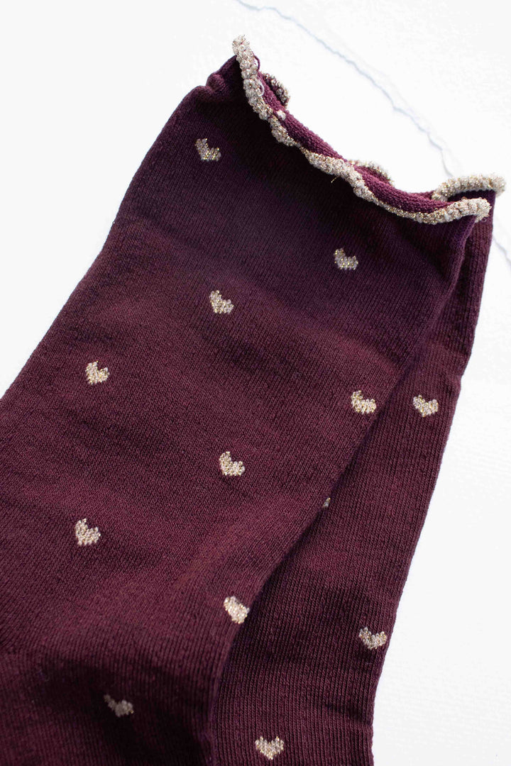 Mini Heart Ruffle Cotton Blend Socks