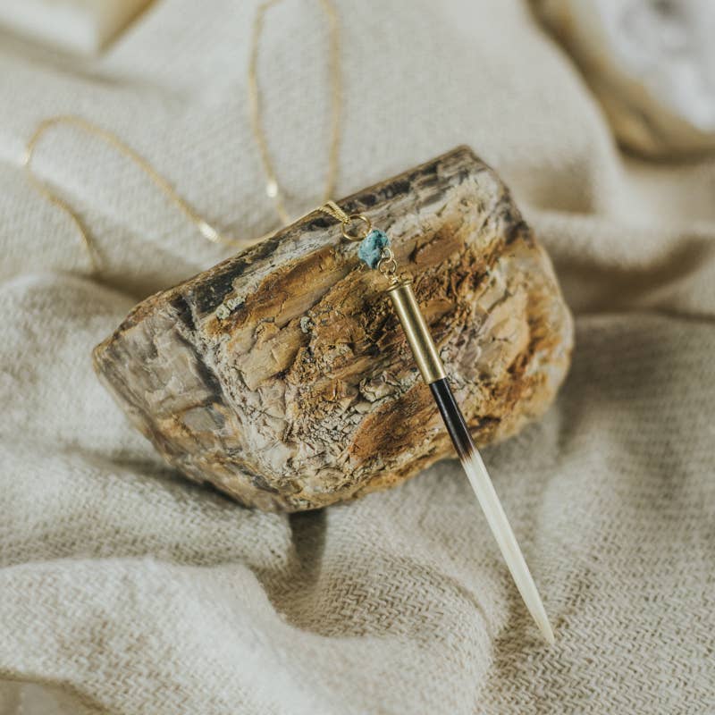 Commonform Necklace-Quill + Turquoise Necklace