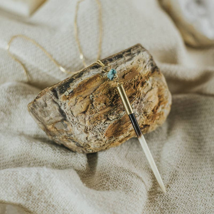 Commonform Necklace-Quill + Turquoise Necklace