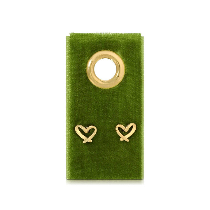 Velvet Gift Tag-Silver Free Form Heart Studs