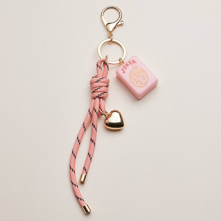 Mahjong Keychain | Heart Charm & Rope