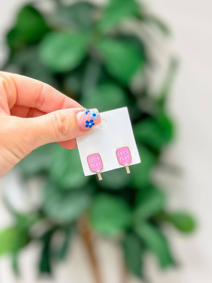 Enamel Stud Earrings-Pickleball