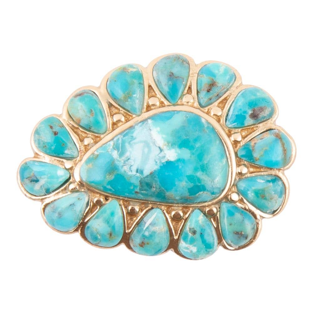 Ring-Durango Blue Turquoise Golden Statement
