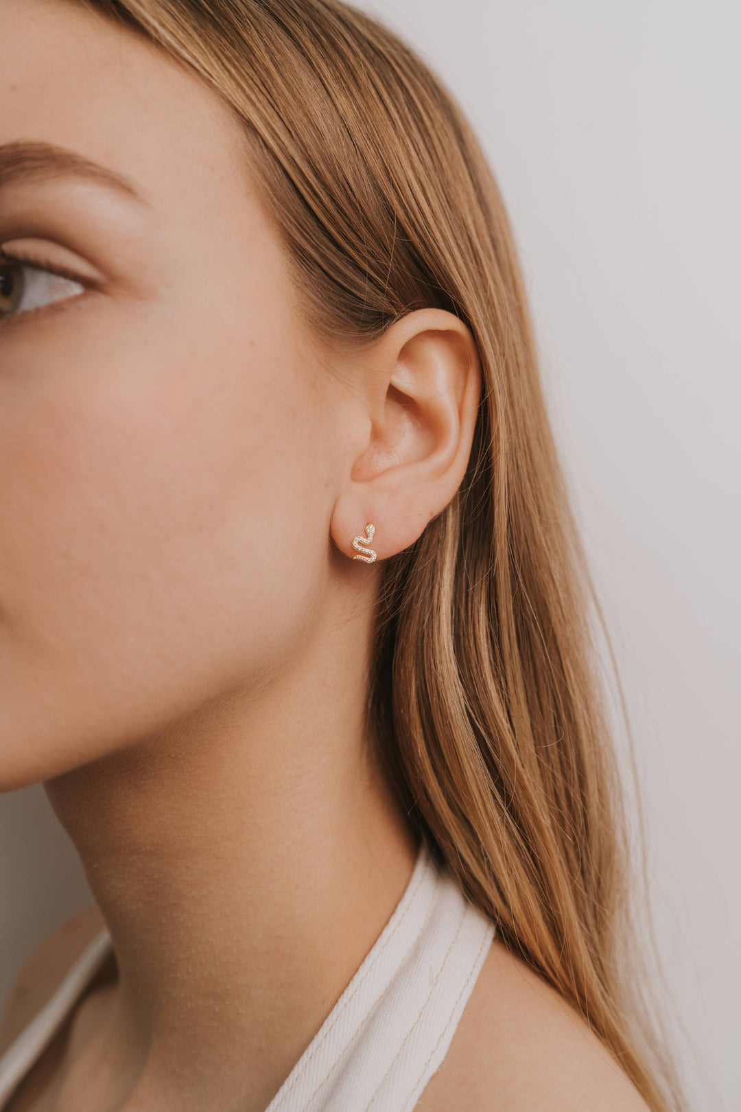 Earrings-Pave Stud Snake