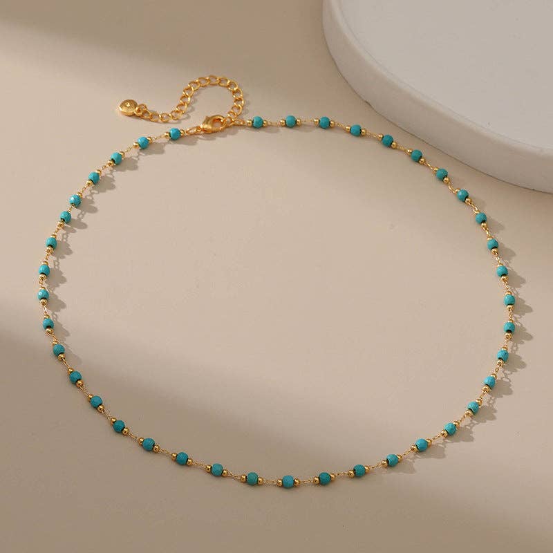 Simple Turquoise Beads Necklace KN0013